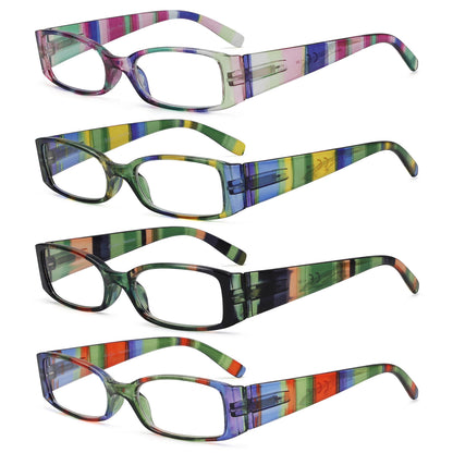 Set van 4 stijlvolle leesbrillen met strepenpatroon R040S